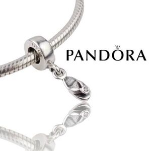 Pandora Flip Flop Sterling Silver Dangle Charm with Cubic Zirconia, Retired